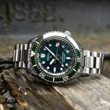 Seiko Prospex GMT Divers Automatic Marine Green Dial Silver Steel Strap Watch For Men - SPB381J1