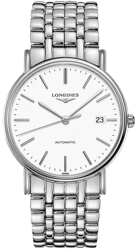 Longines Presence Automatic White Dial Silver Steel Strap Watch for Men - L4.921.4.12.6