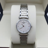 Longines L4.209.4.87.6 La Grande Classique Quartz Women's Watch – White Dial with Diamonds & Silver Steel Bracelet