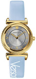 Versace VERE00318 V-Motif Women's Watch – Grey Dial & Blue Leather Strap
