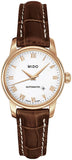 Mido M7600.3.26.8 Baroncelli III Automatic Women's Watch – White Dial & Brown Leather Strap