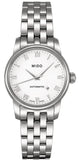 Mido M7600.4.26.1 Baroncelli III Automatic Women's Watch – White Dial & Silver Steel Strap