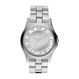 Marc Jacobs Henry Transparent Silver Dial Silver Steel Strap Watch for Women - MBM3205