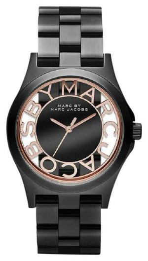 Marc Jacobs Henry Skeleton Black Dial Black Steel Strap Watch for Women - MBM3254