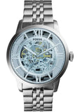 Fossil ME3073 Townsman Automatic Skeleton Men’s Watch – Blue Dial with Silver Stainless Steel Strap