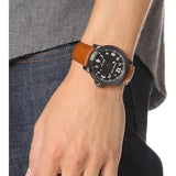 Michael Kors Paxton Analog Black Dial Brown Rubber Strap Watch For Men - MK8502