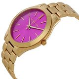 Michael Kors Slim Runway Pink Dial Rose Gold Steel Strap Watch for Women - MK3264