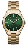 Michael Kors MK3435 Slim Runway Women's Watch – Green Dial & Gold Steel Bracelet