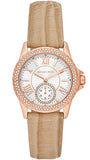 Michael Kors MK4719 Mini Everest Analog Quartz Women's Watch – White Dial & Brown Leather Strap with Crystals