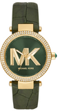 Michael Kors MK4724 Parker Three-Hand Quartz Women's Watch – Green Dial & Green Leather Strap