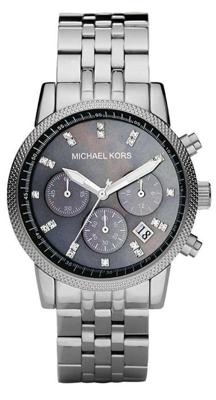 Michael Kors Jet Set Chronograph Blue Dial Silver Steel Strap Watch for Women - MK5021