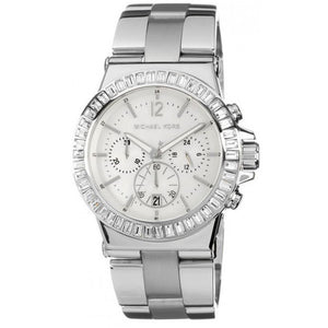 Michael Kors Dylan Glitz Chronograph White Dial Silver Steel Strap Watch For Women - MK5411