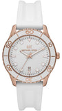 Michael Kors MK6853 Runway Quartz Women's Watch – White Dial & White Rubber Strap
