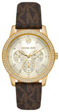 Michael Kors MK6966 Tibby Multifunction Women's Watch – Gold Dial & Brown Leather Strap