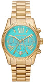 Michael Kors MK7216 Lexington Chronograph Quartz Women's Watch – Blue Dial & Gold Steel Strap