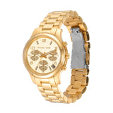 Michael Kors Runway Chronograph Gold Dial Gold Steel Strap Watch For Women - MK7326