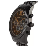 Michael Kors Lexington Chronograph Black Dial Black Steel Strap Watch for Men - MK8603