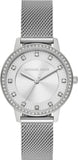Michael Kors MKO1013 Quartz Crystals Women's Watch – White Dial & Silver Mesh Strap