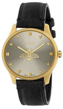 Gucci YA1264181 G-Timeless Quartz Women's Watch – Silver Dial & Black Leather Strap