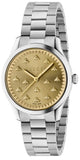 Gucci YA1265035 G-Timeless Quartz Women's Watch – Gold Dial & Silver Steel Bracelet