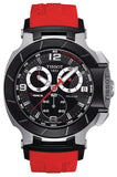 Tissot T048.417.27.057.01 T-Race Chronograph Men's Watch – Black Dial & Red Rubber Strap