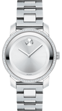 Movado 3600149 Bold Women's Watch – Silver Dial with Diamonds & Silver Steel Strap
