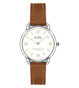Coach Delancey Slim Cream Dial Brown Leather Strap Watch For Women - 14502789