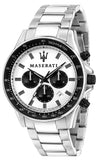 Maserati R8873640003 SFIDA Chronograph Men’s Watch – White Dial & Silver Steel Strap