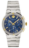 Versace VEZ900221 Greca Quartz Men's Watch – Blue Dial & Silver Steel Strap