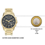 Armani Exchange Banks AX1721 Men's Chronograph Watch – Black Dial with Gold Stainless Steel Strap