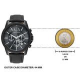 Armani Exchange Banks AX1724 Men's Chronograph Watch – Black Dial with Black Leather Strap