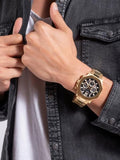 Guess GW0539G2 Edge Chronograph Men’s Watch – Black Dial & Gold Steel Strap