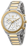 Maserati R8873642009 Stile Chronograph Men's Watch – White Dial & Two-Tone Steel Strap