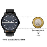 Armani Exchange Hampton AX2411 Men's Quartz Watch – Blue Dial Paired with Black Leather Strap