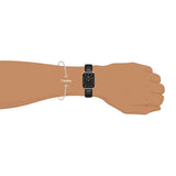 Daniel Wellington Quadro Black Dial Black Leather Strap Watch For Women  - DW00100449