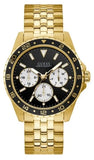 Guess W1107G4 Odyssey Multifunction Quartz Men's Watch – Black Dial & Gold Steel Strap