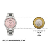Citizen x Pantone NJ0158-89X Men's Automatic Watch – Dreamy Pink Dial with Silver Steel Strap