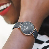 Daniel Wellington DW00100245 Petite Ashfield Women’s Watch – Black Dial with Black Mesh Strap