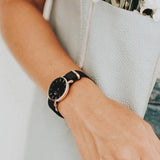 Daniel Wellington DW00100247 Petite Cornwall Women's Watch – Black Dial & Black Nylon Strap