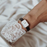 Daniel Wellington DW00100434 Quadro Women's Watch – White Dial & Black Leather Strap