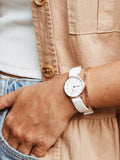Daniel Wellington Classic Petite Dover White Dial White Nylon Strap Watch For Women - DW00100313