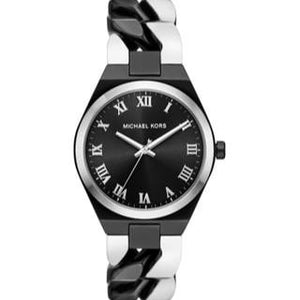Michael Kors Lennox Analogue Black Dial Two Tone Steel Strap Watch for Women - MK7502
