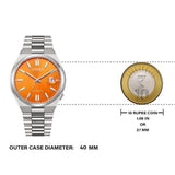 Citizen Tsuyosa NJ0151-88Z Men's Automatic Watch – Orange Dial with Silver Steel Strap