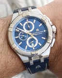 Maurice Lacroix AI1018 Aikon Chronograph Men’s Watch – Blue Dial & Blue Leather Strap