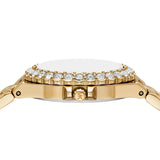 Michael Kors Lennox Quartz Green Dial Gold Steel Strap Watch For Women - MK7395