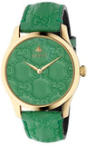 Gucci YA1264099 G Timeless Quartz Women's Watch – Green Dial & Green Leather Strap