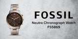Fossil Neutra Chronograph Brown Dial Two Tone Steel Strap Watch for Men - FS5869