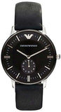 Emporio Armani AR0382 Gianni Quartz Men's Watch – Black Dial & Black Leather Strap