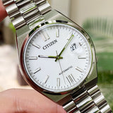 Citizen Tsuyosa NJ0150-81A Men's Automatic Watch – White Dial with Silver Steel Strap
