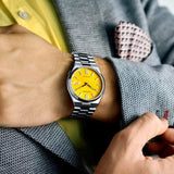 Citizen Tsuyosa NJ0150-81Z Men's Automatic Watch – Yellow Dial with Silver Steel Strap